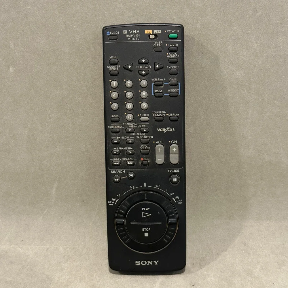 Sony RMT-V161 VTR TV Remote Control VHS Player VCR Plus+ OEM Replacement Black